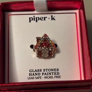NIB Piper K Hand Painted Gingerbread House Ring
